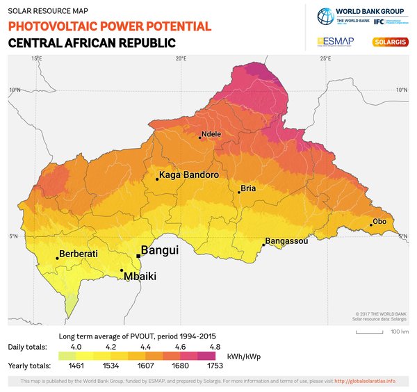 Photovoltaic Electricity Potential, Central African Republic